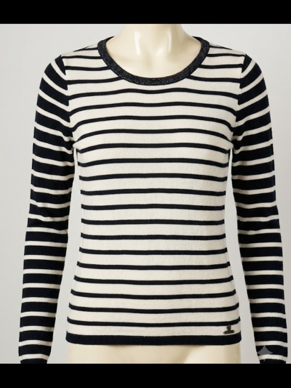 NWOT Scotch & Soda Wool Blend Black & Cream Striped Scoop Neck Sweater (Sz M)